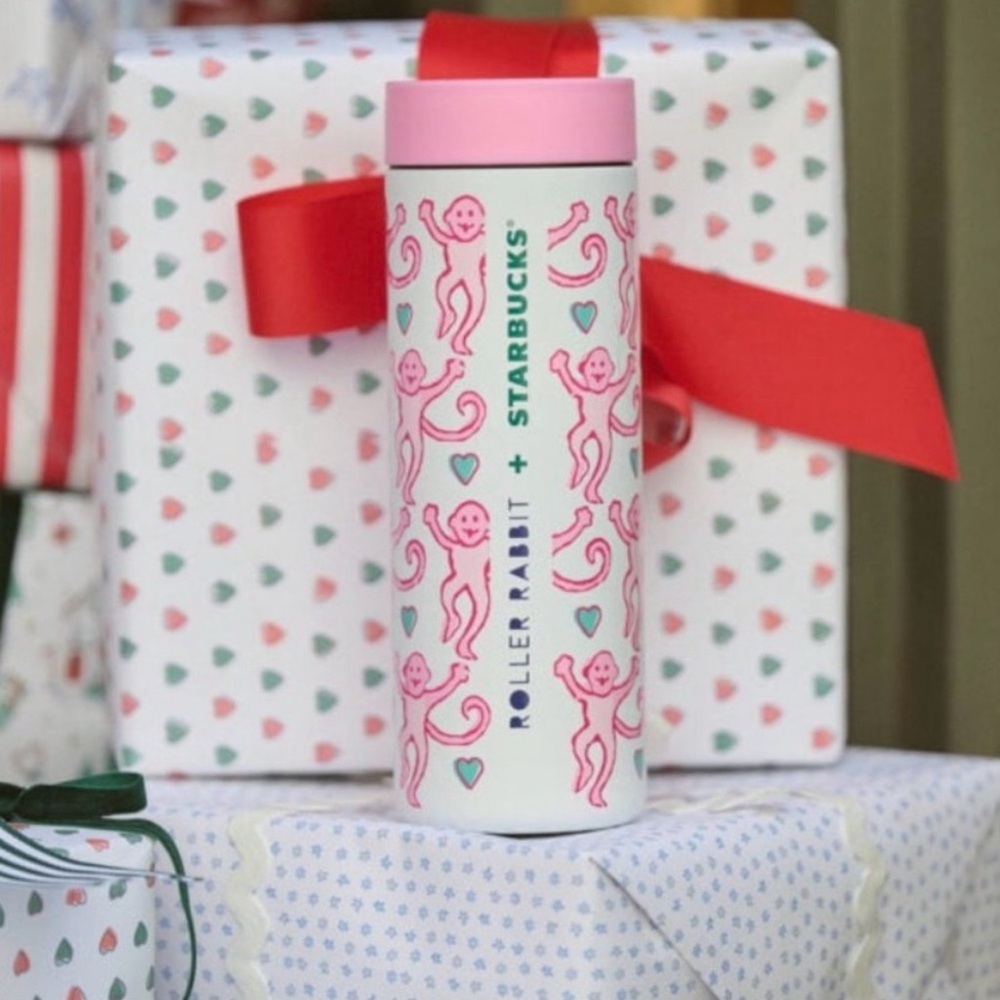 NEW Starbucks X Roller Rabbit 16oz Stainless Steel Tumbler Festive Holiday Cup